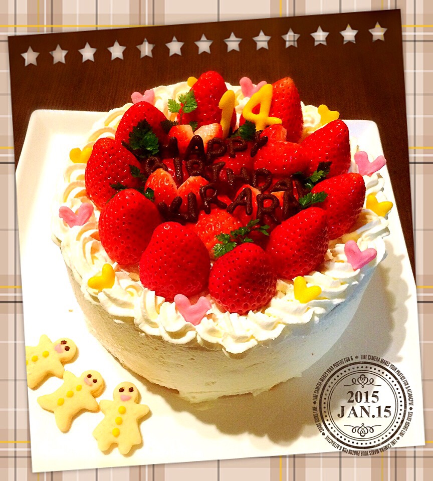娘ちゃん14歳(๑>◡<๑) ♡happy birthday♡ケーキ🎂